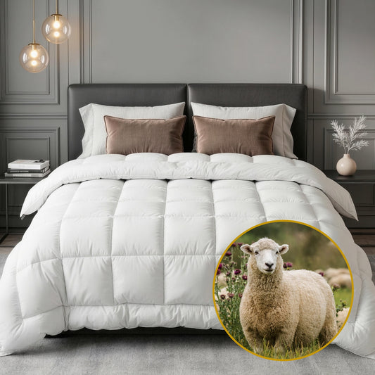 Giselle Wool Quilt 800GSM Super King Baffle Box Winter Doona