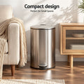 Cefito 12L Pedal Bin Rubbish Waste Bin Soft Close Lid Kitchen Bathroom Silver