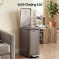 Cefito 15L Pedal Rubbish Bin Slim Carbon Steel Garbage Bin for Home Grey