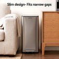Cefito 15L Pedal Rubbish Bin Slim Carbon Steel Garbage Bin for Home Grey
