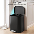 Cefito 20L Trash Bin Steel Pedal Bins Soft Close Kitchen Rubbish Waste Can Black