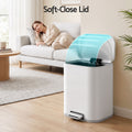 Cefito 20L Trash Bin Steel Pedal Bins Soft Close Kitchen Rubbish Waste Can White