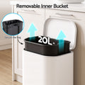Cefito 20L Trash Bin Steel Pedal Bins Soft Close Kitchen Rubbish Waste Can White