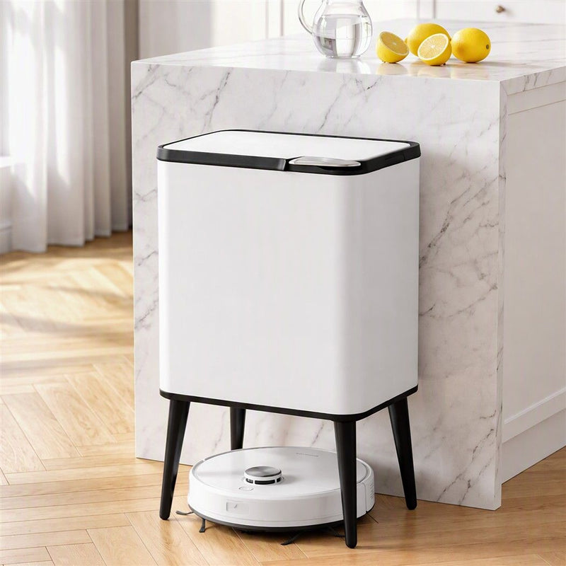 Cefito 36L Rubbish Bin Dual Compartment Kitchen Waste Bin Removable Legs White