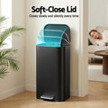 Cefito 40L Pedal Bin Trash Can Soft Close Steel Black