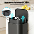 Cefito 40L Pedal Bin Trash Can Soft Close Steel Black