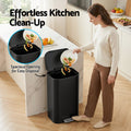 Cefito 40L Pedal Bin Trash Can Soft Close Steel Black