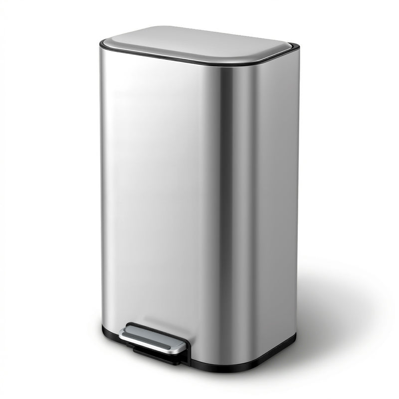 Cefito 40L Pedal Bin Trash Can Soft Close Steel Silver