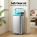 Cefito 40L Pedal Bin Trash Can Soft Close Steel Silver