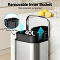 Cefito 40L Pedal Bin Trash Can Soft Close Steel Silver