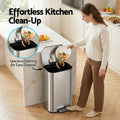 Cefito 40L Pedal Bin Trash Can Soft Close Steel Silver