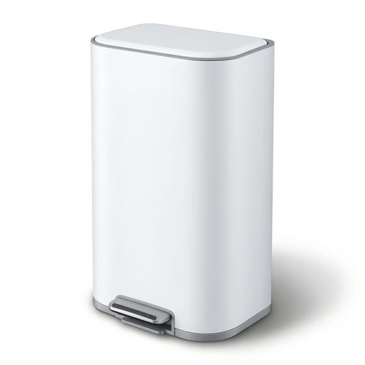 Cefito 40L Pedal Bin Trash Can Soft Close Lid Steel White