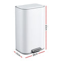 Cefito 40L Pedal Bin Trash Can Soft Close Lid Steel White