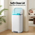 Cefito 40L Pedal Bin Trash Can Soft Close Lid Steel White