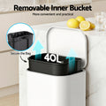 Cefito 40L Pedal Bin Trash Can Soft Close Lid Steel White