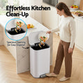 Cefito 40L Pedal Bin Trash Can Soft Close Lid Steel White