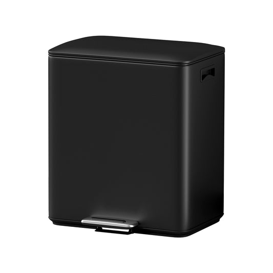 Cefito 40L Dual Compartment Pedal Bin Rubbish Recycle Black