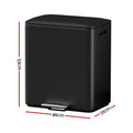 Cefito 40L Dual Compartment Pedal Bin Rubbish Recycle Black