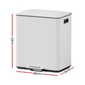 Cefito 40L Dual Compartment Pedal Bin Waste Recycle White