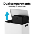 Cefito 40L Dual Compartment Pedal Bin Waste Recycle White
