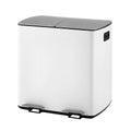 Cefito 40L Dual Compartment Pedal Bin Waste Recycle White