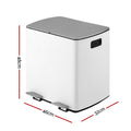 Cefito 40L Dual Compartment Pedal Bin Waste Recycle White