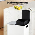 Cefito 40L Dual Compartment Pedal Bin Waste Recycle White