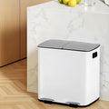 Cefito 40L Dual Compartment Pedal Bin Waste Recycle White