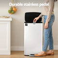 Cefito 40L Pedal Bin White Kitchen Waste Trash Can Recycle