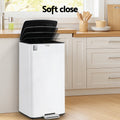 Cefito 40L Pedal Bin White Kitchen Waste Trash Can Recycle