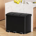Cefito Pedal Bins Rubbish Bin Triple Compartments Waste Recycle Dustbins 45L