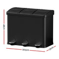 Cefito Pedal Bins Rubbish Bin Triple Compartments Waste Recycle Dustbins 45L