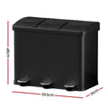 Cefito 45L Triple Compartment Pedal Bin Recycle Waste