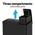 Cefito 45L Triple Compartment Pedal Bin Recycle Waste