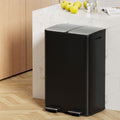 Cefito Pedal Bins Rubbish Bin Dual Compartment Waste Recycle Dustbins 60L Black