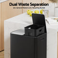 Cefito Pedal Bins Rubbish Bin Dual Compartment Waste Recycle Dustbins 60L Black