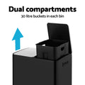 Cefito 60L Dual Compartment Pedal Bin Recycle Black