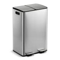 Cefito 60L Dual Compartment Pedal Bin Waste Recycle Silver