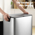 Cefito 60L Dual Compartment Pedal Bin Waste Recycle Silver