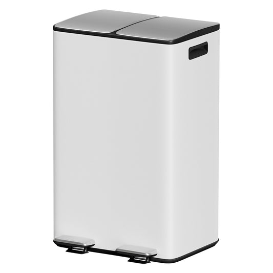 Cefito 60L Dual Compartment Pedal Bin Waste Recycle White