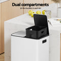 Cefito 60L Dual Compartment Pedal Bin Waste Recycle White