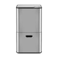 Cefito 63L Rubbish Bin 3 Compartment Stainless Steel Split Door Trash Can Silver