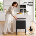 Cefito 40L Press Top Trash Can Kitchen Rubbish Bin Moblie Stainless Steel Black