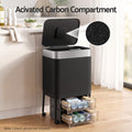Cefito 40L Press Top Trash Can Kitchen Rubbish Bin Moblie Stainless Steel Black