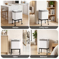Cefito 40L Press Top Trash Can Kitchen Rubbish Bin Moblie Stainless Steel White