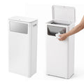 Cefito 30L Commercial Trash Can with Lid Front Push Flap Rubbish Bin White