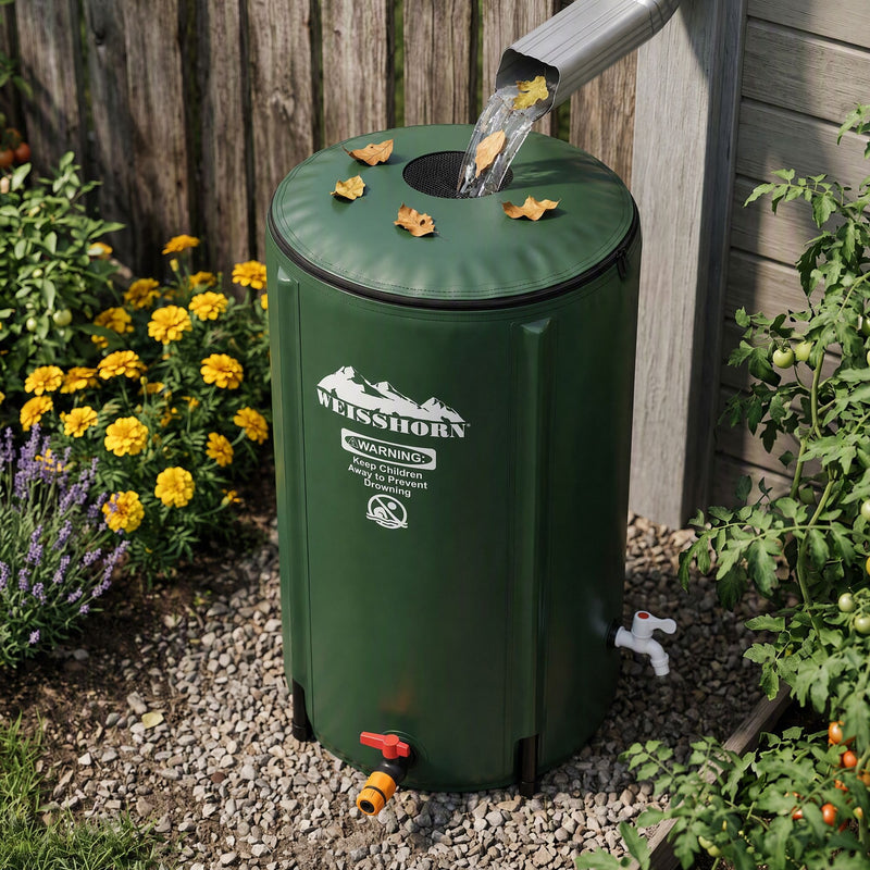 Weisshorn 100L/22Gal Collapsible Rain Barrel PVC Water Tank Collection Storage for Garden Irrigation
