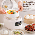 Devanti 3L Rice Cooker Small 6 Cup 8-in-1 Multi Cooker with 24H Preset Off-White