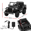 Rigo 12V Electric Ride On Jeep Military Off Road Car Remote Black
