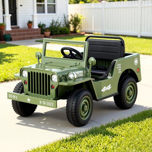 Rigo 12V Kids Electric Ride On Jeep Off Road Toy Car Remote Olive